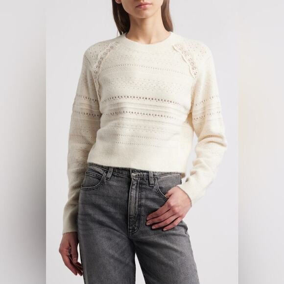 Treasure & Bond Sweaters - ✨Treasure & Bond✨ Lace Trim Open Stitch Sweater